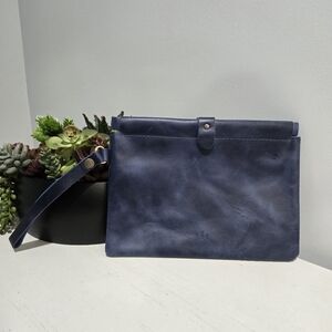 Cowboy Blue Famed Framed Clutch Pouch Wristlet Portland Leather Goods NEW